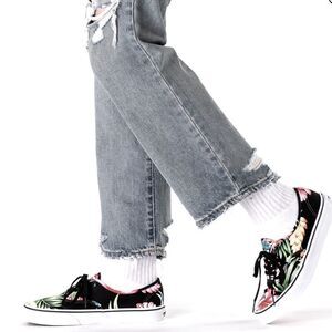 VANS Authentic Hawaiian floral print skater shoe black in GUC shows wear W6.5